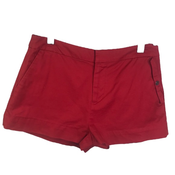 Kate Spade Saturday Women's Chino Shorts Red Cotton Stretch Flat Front Sz 2 - Picture 1 of 14